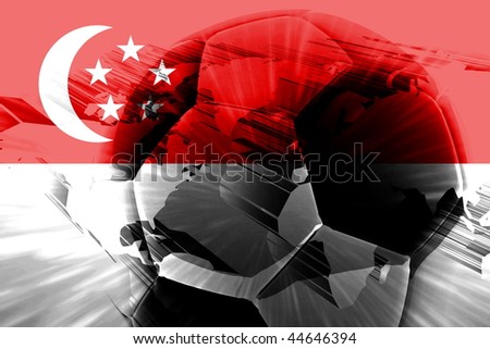Flag of Singapore, national country symbol illustration sports soccer football