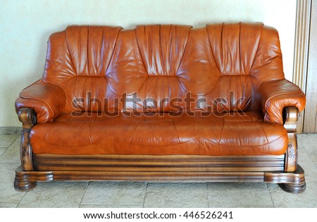 sofa leather brown 