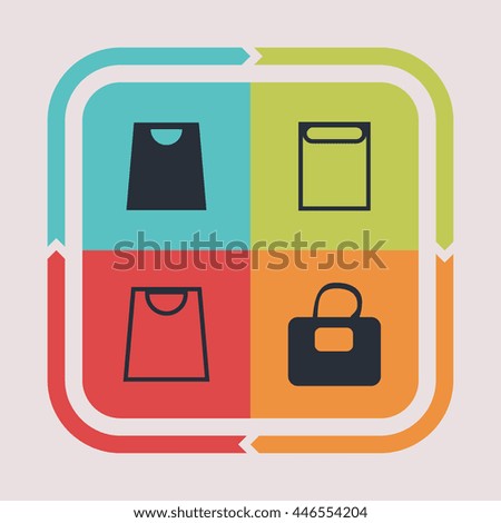 Bag and package icons. Sale pictogram. Fashion vector graphic. Handbag design collection.