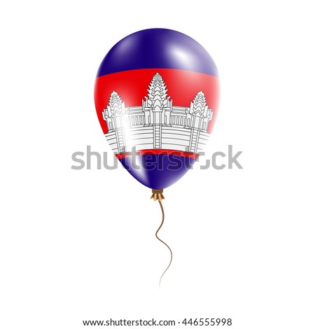 Cambodia balloon with flag. Bright Air Ballon in the Country National Colors. Country Flag Rubber Balloon. Vector Illustration.