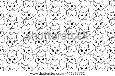Cute vector cats seamless pattern. 