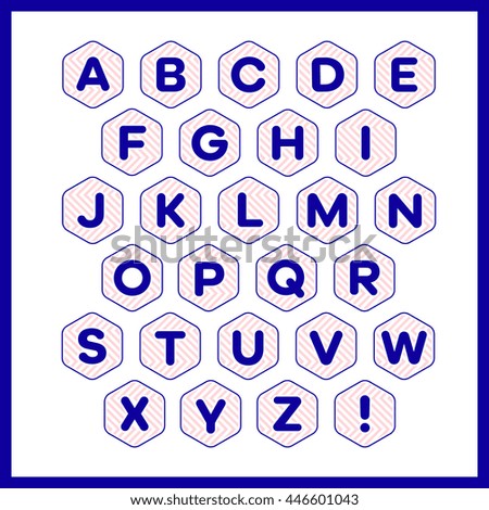 Alphabet letters in hexagon
