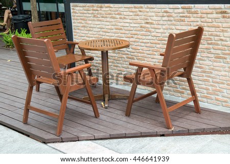 Wooden chairs Restaurant, coffee shop, sit back and relax, drink food and coffee and chat.