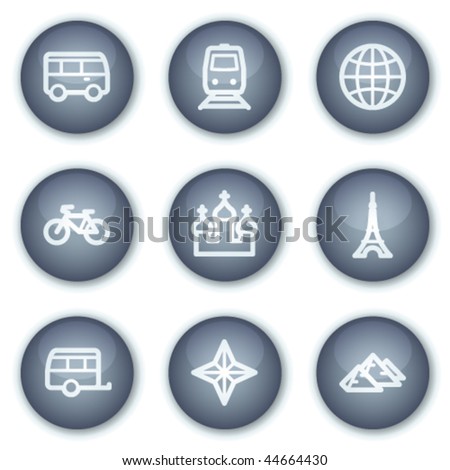 Travel web icons set 2, mineral circle buttons series