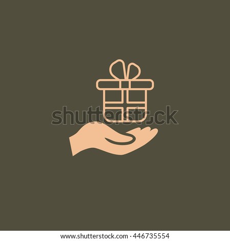 Gift on the hand icon.