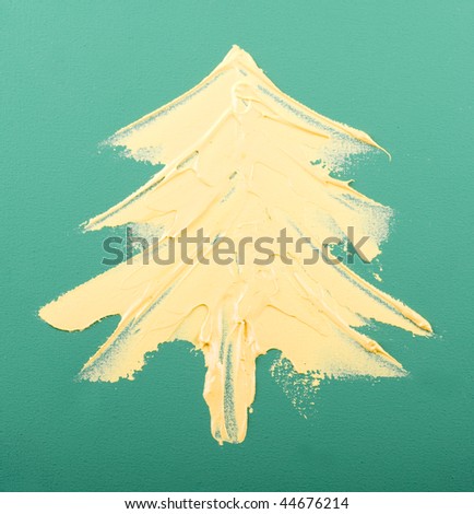 Christmas Tree hand painted with acrylic paint on the canvas