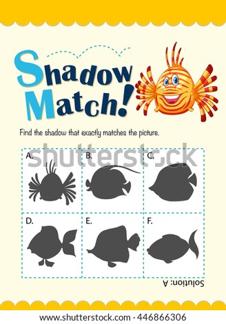 Shadow matching game with fish illustration