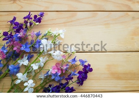 Wildflowers on a light wooden background. Blossoms Bouquet Rye Petal