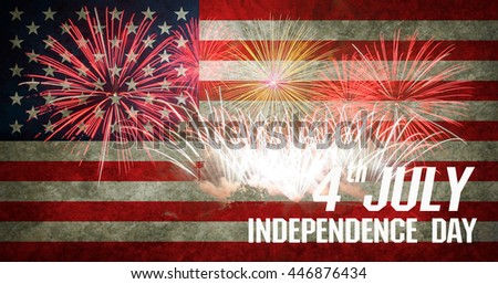 United States of America USA Flag with Fireworks Background For 4th of July in vintage style.
