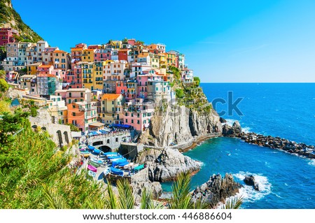 Beautiful view of Manarola town, Cinque Terre, Liguria, Italy Royalty-Free Stock Photo #446886604