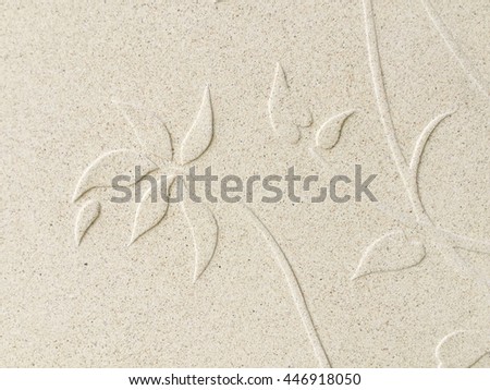 Low relief cement Thai style handcraft of flowers
