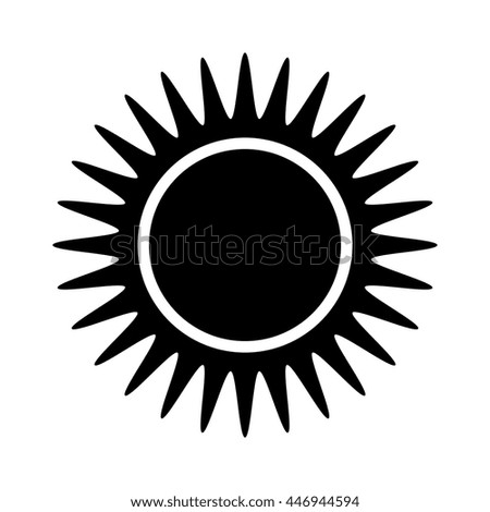 black and white abstract sun icon over isolated background, vector illustration 