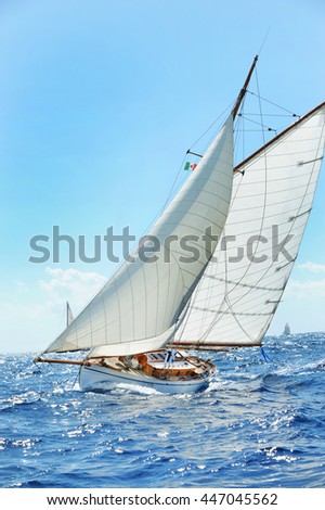 Yacht racing. Royalty-Free Stock Photo #447045562