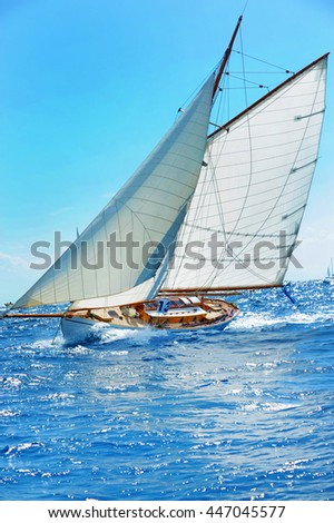 Yacht racing. Royalty-Free Stock Photo #447045577