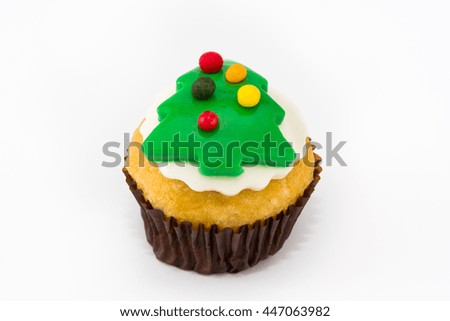 Christmas cupcakes isolated on white background

