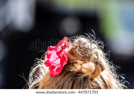 Hair with a red bow