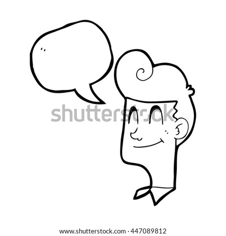 freehand drawn speech bubble cartoon smiling man