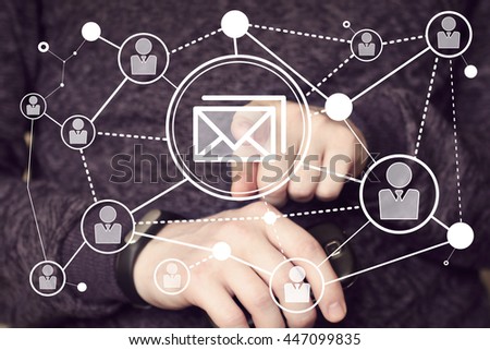 Business button messaging mail sending network