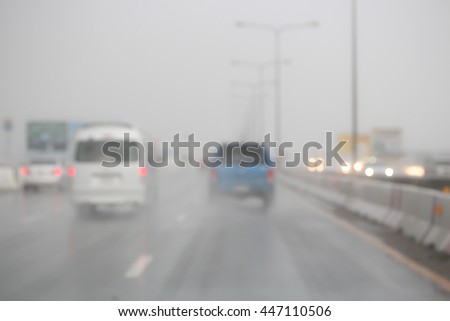 Blurred image car on the road.