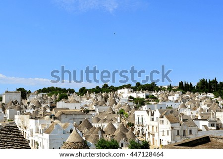 The town of Alberobello in Apulia, Italy, with the famous houses called Trulli, Unesco.