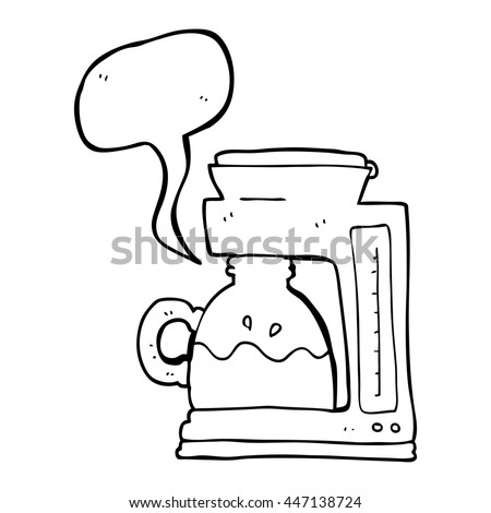freehand drawn speech bubble cartoon coffee filter machine