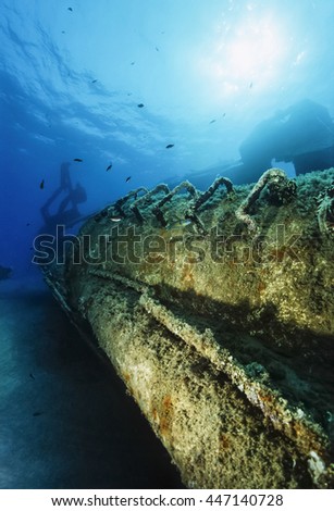 Italy, Mediterranean Sea, sunken ship wreck - FILM SCAN