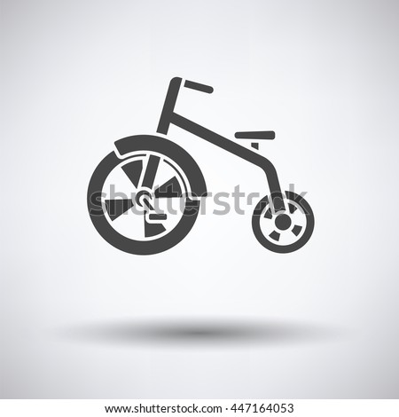 Baby trike icon on gray background, round shadow. Vector illustration.