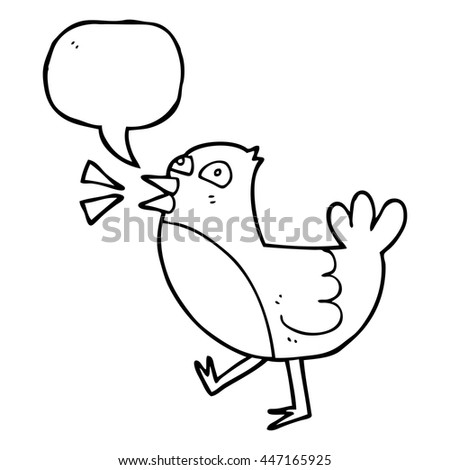 freehand drawn speech bubble cartoon bird