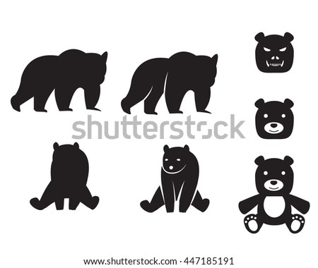 Bear signs and symbol in silhouette style