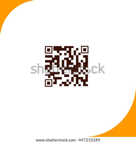 Qr code sign. Brown icon on white background