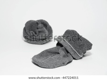 Used socks isolated in white background.