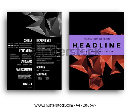 Geometric Cover Background, Brochure Template Layout for Annual Report or Business Design. A4 Booklet. Triangular or Polygonal Structures. Vector Illustration.