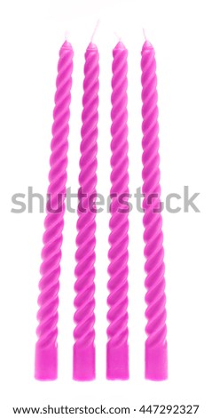 pink candles isolated on white background