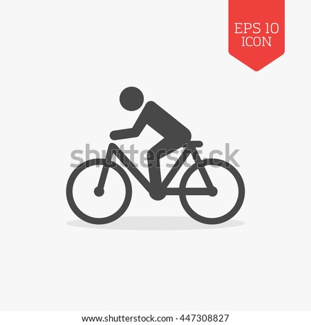 Man rides a bicycle icon. Flat design gray color symbol. Modern UI web navigation, sign. Illustration element