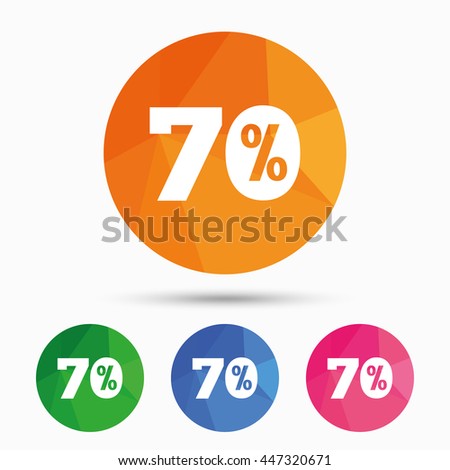 70 percent discount sign icon. Sale symbol. Special offer label. Triangular low poly button with flat icon. Vector