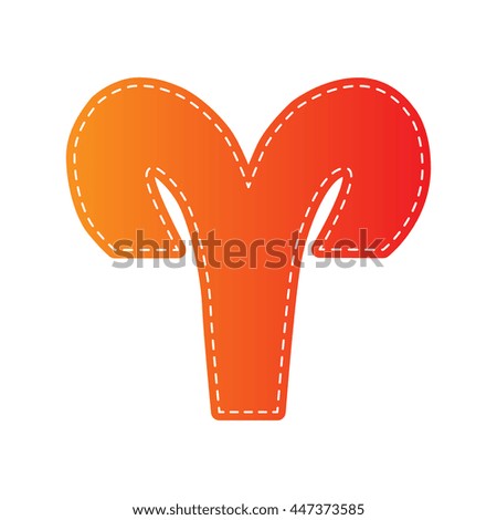 Aries sign illustration. Orange applique isolated.