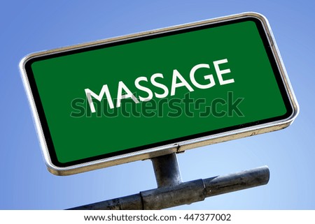 MASSAGE word on road sign concept