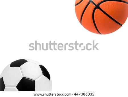 Soccer ball and Basketball ball isolated on white background. 