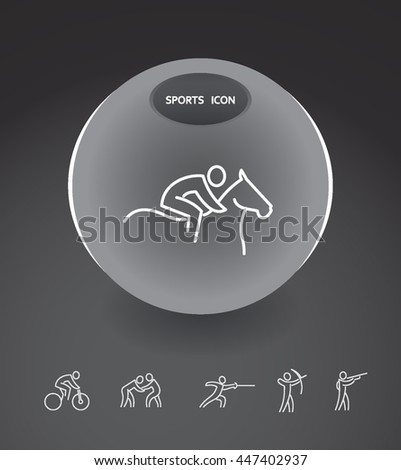 Sport Summer Games Icon logo Set. Infographics Championship concept people. Vector Image. White sign black background