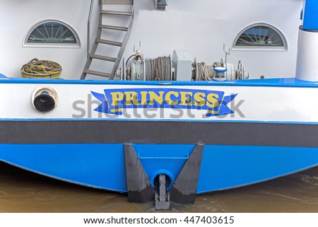 Princess yacht's name, close up