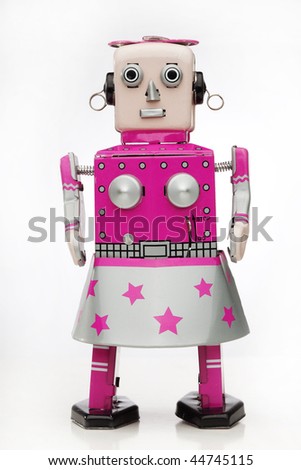 retro pink girl robot