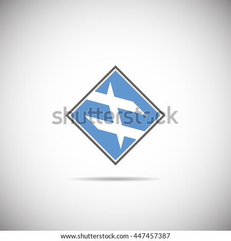 Blue and black vector logo on white background