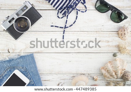 Summer Vacation Concept with Free Text Space, Flat Lay