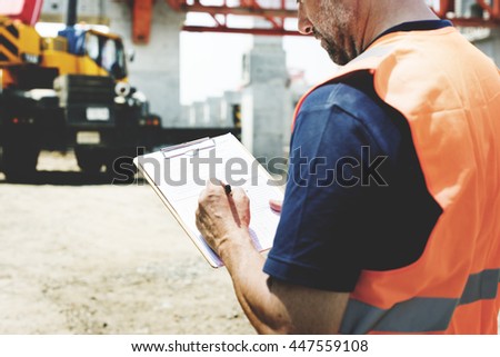 Architect Outdoors Working Construction Site Concept Royalty-Free Stock Photo #447559108