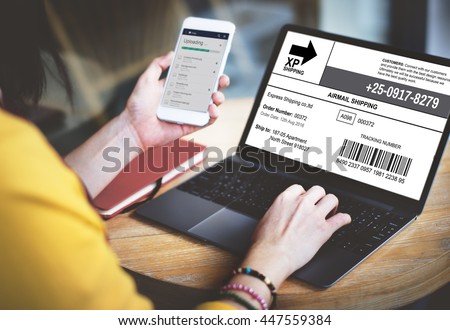 Bar Code Order Tracking Number Concept Royalty-Free Stock Photo #447559384