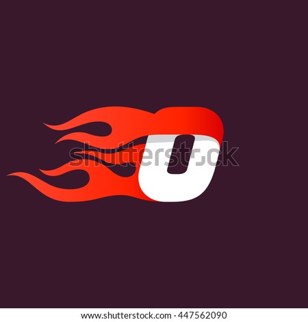Fast fire number zero logo on dark. Speed and sport elements for sportswear, t-shirt, banner, card, labels or posters.