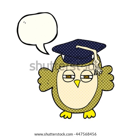 freehand drawn comic book speech bubble cartoon clever owl