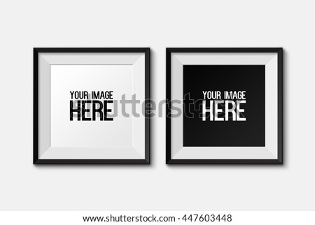 Realistic square picture frame isolated on white background.