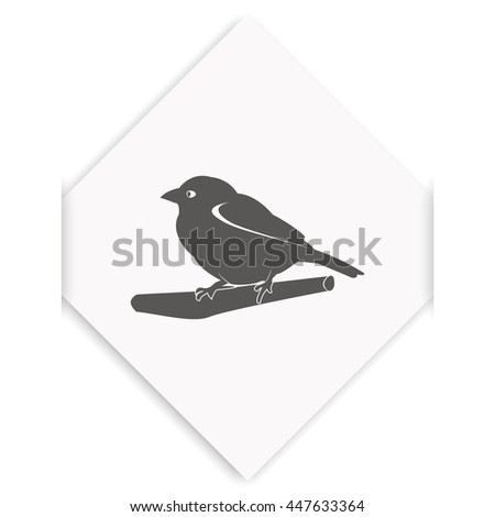 Flat bird icon. Branch illustration.