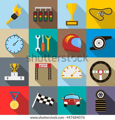 Race icons set in flat style vector illustration